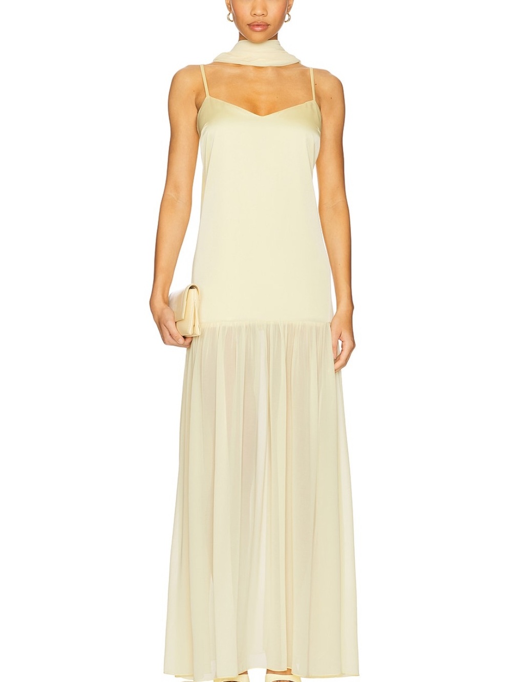 Show Me Your MuMu Cream Chiffon Maxi Slip Dress